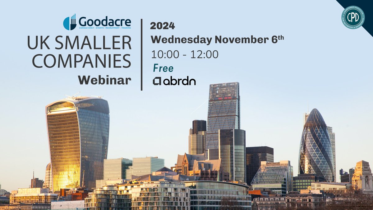 Join the Smaller Companies Online Webinar on 6th Nov, 10:00-12:00. Discover potential in UK smaller companies &amp; how they can outperform larger firms. Featuring Abby Glennie, Co-Manager at abrdn UK Smaller Companies Growth Trust plc. lnkd.in/e_KWPdv8
#Webinar #abrdn