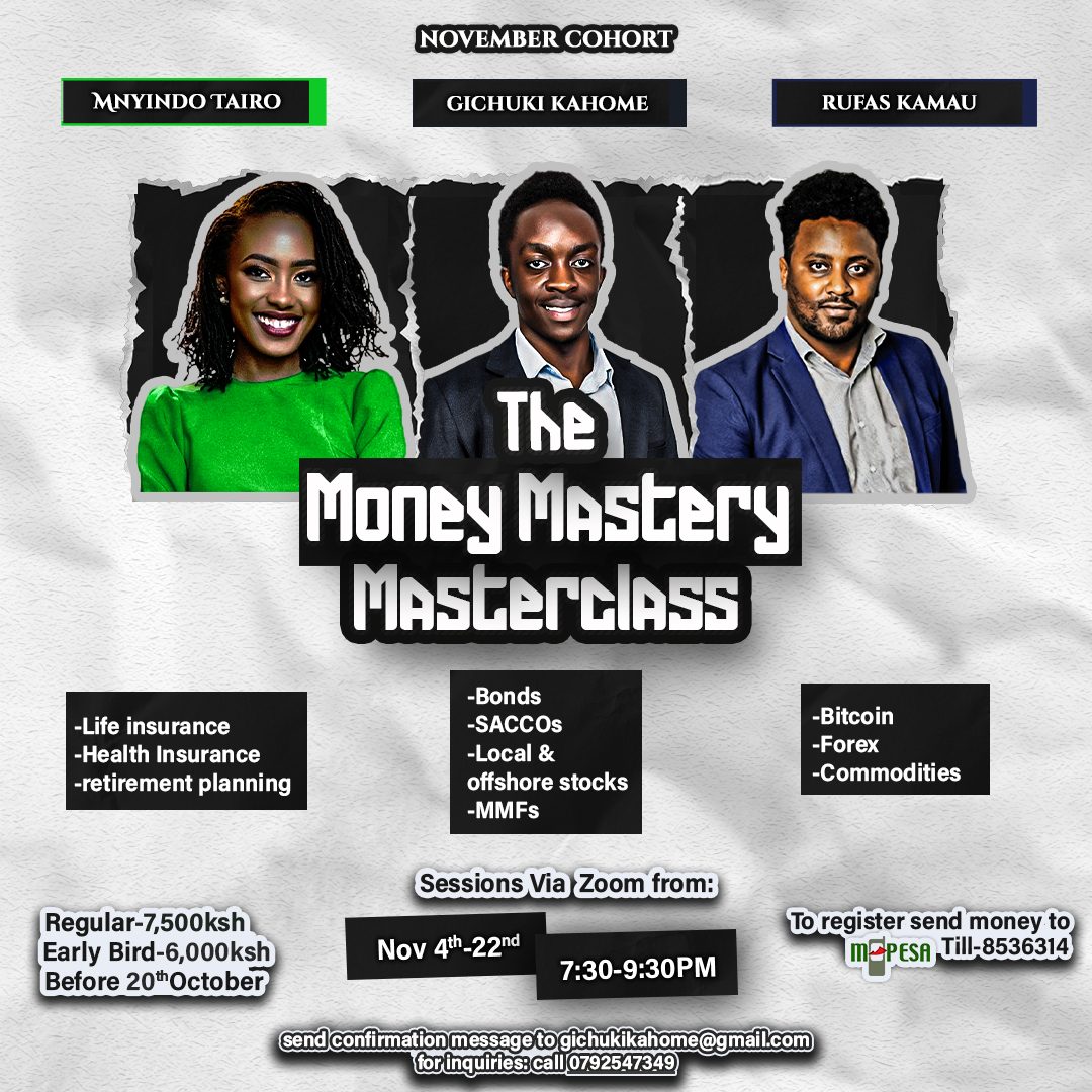 kahome_steve's tweet image. Registration of the last cohort of the Money Mastery Masterclass of 2024 closes in one week.

Enroll today to level up your financial literacy

We have a discounted offer for the weekend.

More details below