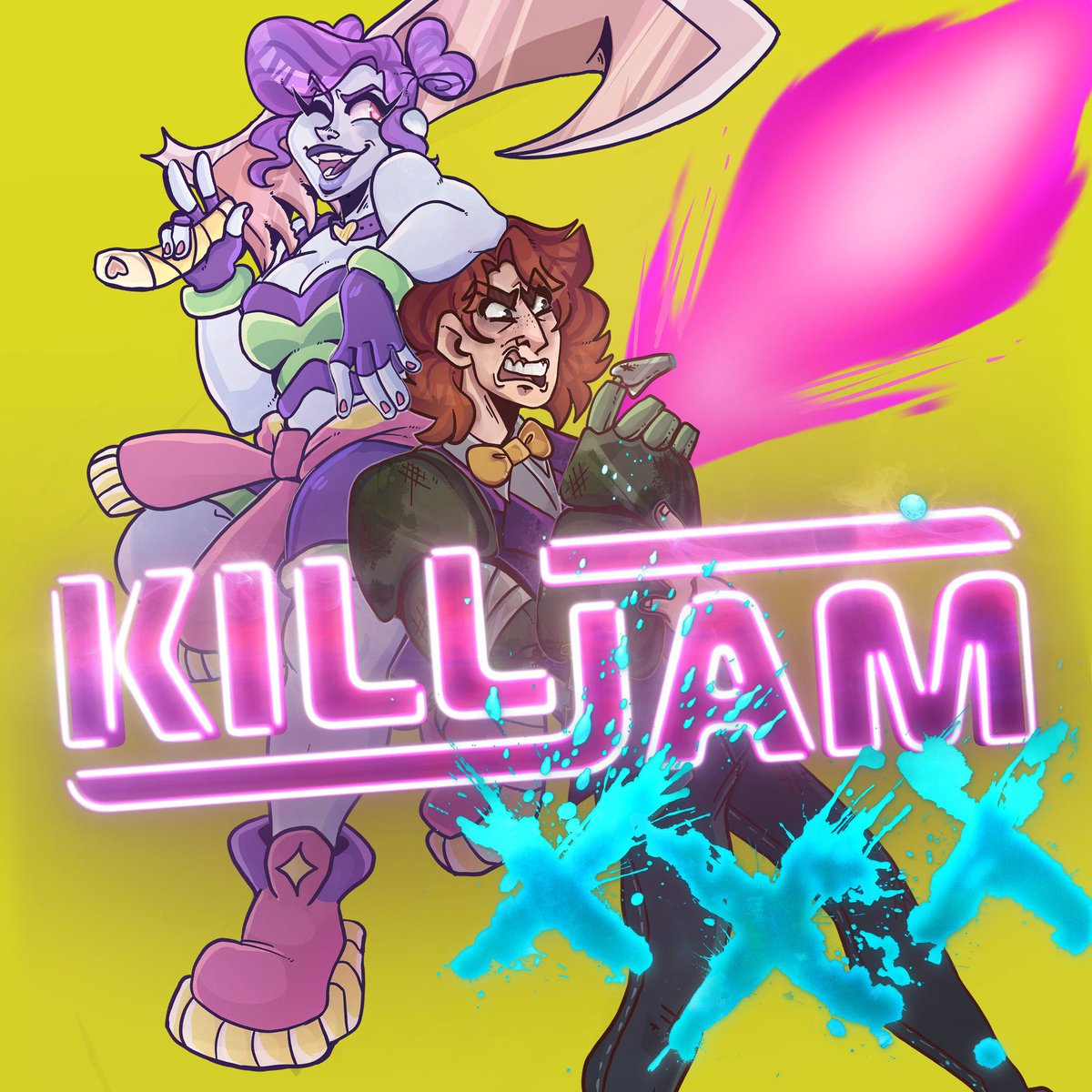 Addison_Peacock's tweet photo. Hey guess what? I’ve been working on a show with some of my best friends for the last two years and we’re finally ready to announce it. 

KILLJAM XXX is like a fighting game for your ears! 

It’s a queer, cyberpunk, action dark comedy audiodrama 

Trailer drops Oct 31! https://t.co/vaiaovrZSK