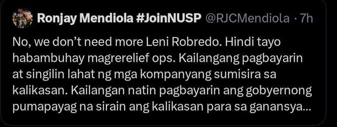 str_avenida's tweet photo. mfs read "we dont need more leni robredo" and stopped there https://t.co/mpAeS2oGRN