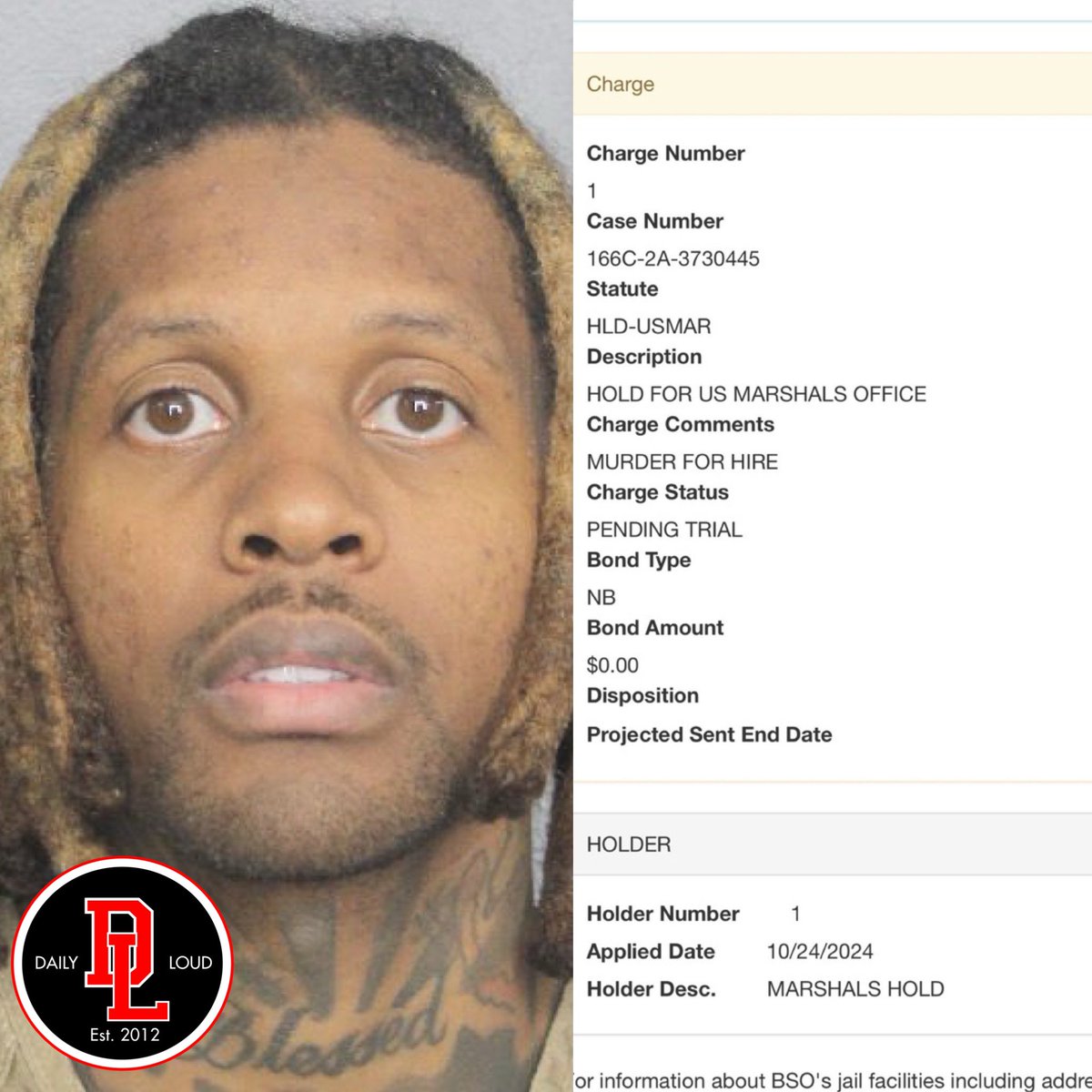 BREAKING: Lil Durk has been arrested and is being charged “Murder For Hire”

He currently is being held with No Bond.