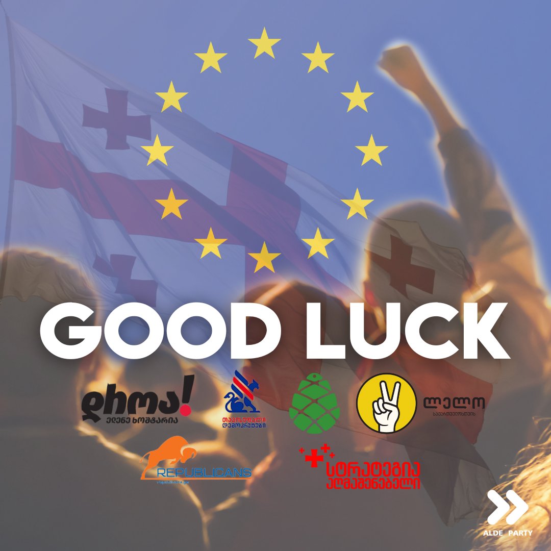 🇬🇪 Good luck to our Georgian member parties ahead of the election this weekend!

Liberals stand with the people of Georgia in their fight for a free, European and democratic future 💪

<a href="/FreeDemocratsGE/">Irakli Alasania</a> <a href="/republicans_ge/">რესპუბლიკელები</a> <a href="/vashadze_giorgi/">Giorgi Vashadze</a> <a href="/DroaParty/">Droa</a> <a href="/GIRCHIMF/">Girchi•More Freedom</a> <a href="/LeloForGeorgia/">Lelo For Georgia</a>