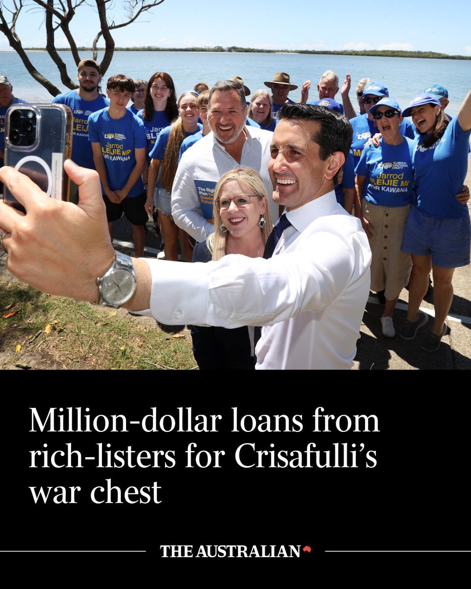The Liberal National Party has solicited multimillion-dollar loans to prop up David Crisafulli’s election campaign war chest from conservative political rich-listers: bit.ly/4hgckIj