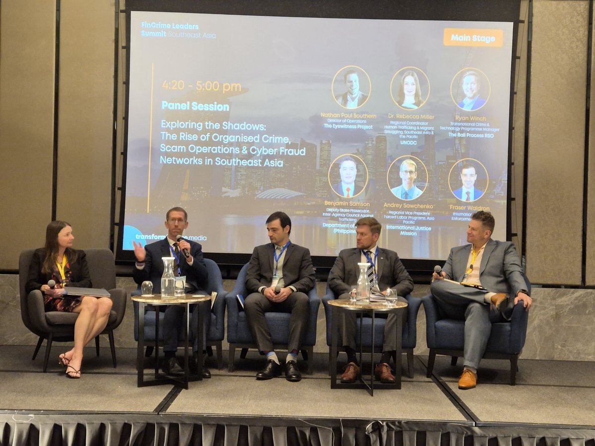 Nathan Paul Southern (@nathanpsouthern) on Twitter photo Yesterday I moderated a panel discussion with <a href="/IJM/">International Justice Mission</a>, <a href="/UNODC/">UN Office on Drugs & Crime</a>, <a href="/Interpol/">Interpol</a> and <a href="/baliprocessrso/">Bali Process Regional Support Office (RSO)</a> on the rising threat of organised crime, scam compounds and cyber slavery in Southeast Asia and across the globe. The issues is growing rapidly and surpassing nation states legitimate GDPs. Yesterday I moderated a panel discussion with <a href="/IJM/">International Justice Mission</a>, <a href="/UNODC/">UN Office on Drugs & Crime</a>, <a href="/Interpol/">Interpol</a> and <a href="/baliprocessrso/">Bali Process Regional Support Office (RSO)</a> on the rising threat of organised crime, scam compounds and cyber slavery in Southeast Asia and across the globe. The issues is growing rapidly and surpassing nation states legitimate GDPs.