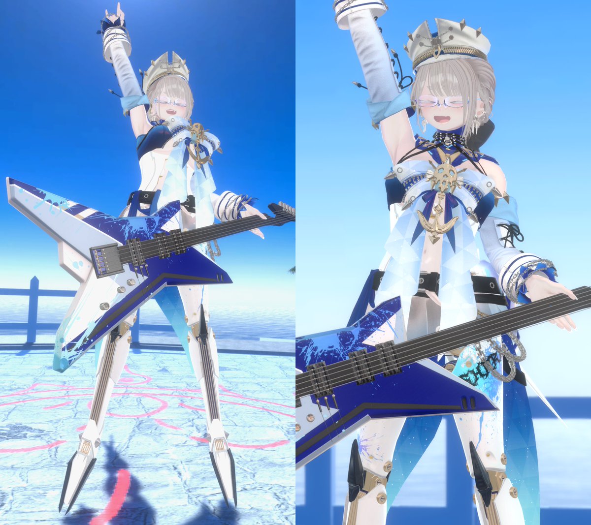 Tomahna_VR's tweet photo. 素体：#龍のヨルちゃん
衣装、ギター：#CyberCritter
髪型：#ぞうさん屋
メガネ：#ai_works
ネイル：#あんらぼぶい

可愛さカッコよさドカ盛りなのに、なんとほぼ一式衣装
森羅ちゃん用を苦労して着せた甲斐がありました　よすぎ…😇
AudioLink対応のメガネもお気に入り！
今回も各作者様に感謝です🙏 https://t.co/bfrocecDHz
