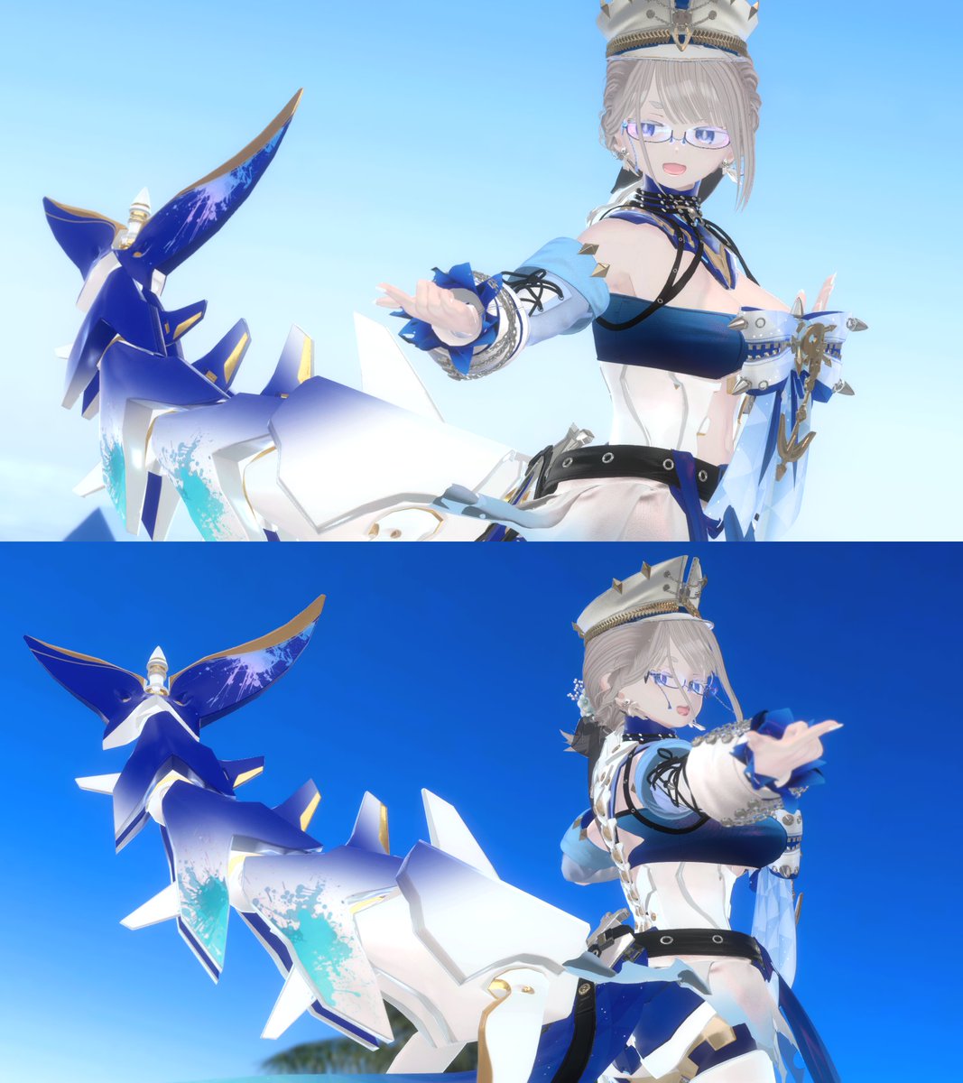 Tomahna_VR's tweet photo. 素体：#龍のヨルちゃん
衣装、ギター：#CyberCritter
髪型：#ぞうさん屋
メガネ：#ai_works
ネイル：#あんらぼぶい

可愛さカッコよさドカ盛りなのに、なんとほぼ一式衣装
森羅ちゃん用を苦労して着せた甲斐がありました　よすぎ…😇
AudioLink対応のメガネもお気に入り！
今回も各作者様に感謝です🙏 https://t.co/bfrocecDHz