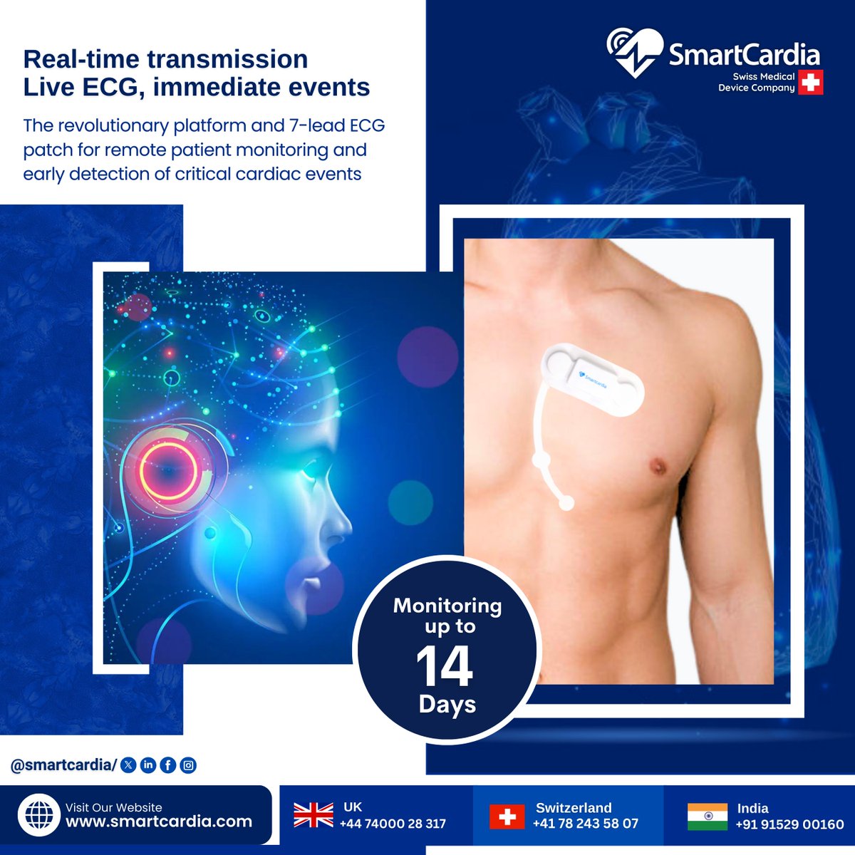 Looking for Long-term ECG patch monitoring?
Consult your doctor and Get ECG patch monitoring.
Smartcardia 7L ECG Patch for Active Lifestyles!

Experience better healthcare today at SmartCardia:
visit: smartcardia.com or contact us at
#remotepatientmonitoring #hearthealth