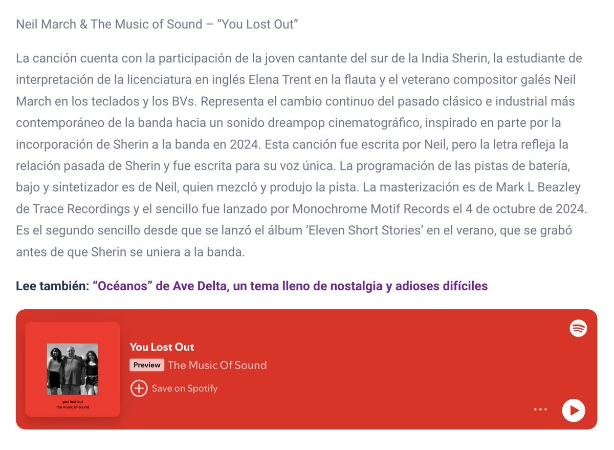 TrustTheDocUK's tweet photo. Big thanks to @SoulwavezNews for this lovely article about the new @MusicOfSoundUK single #YouLostOut.
https://t.co/nFVR0lJTAE
#PostclassicalDreampop #Indian #Welsh #Cinematic https://t.co/swnNVWggZD