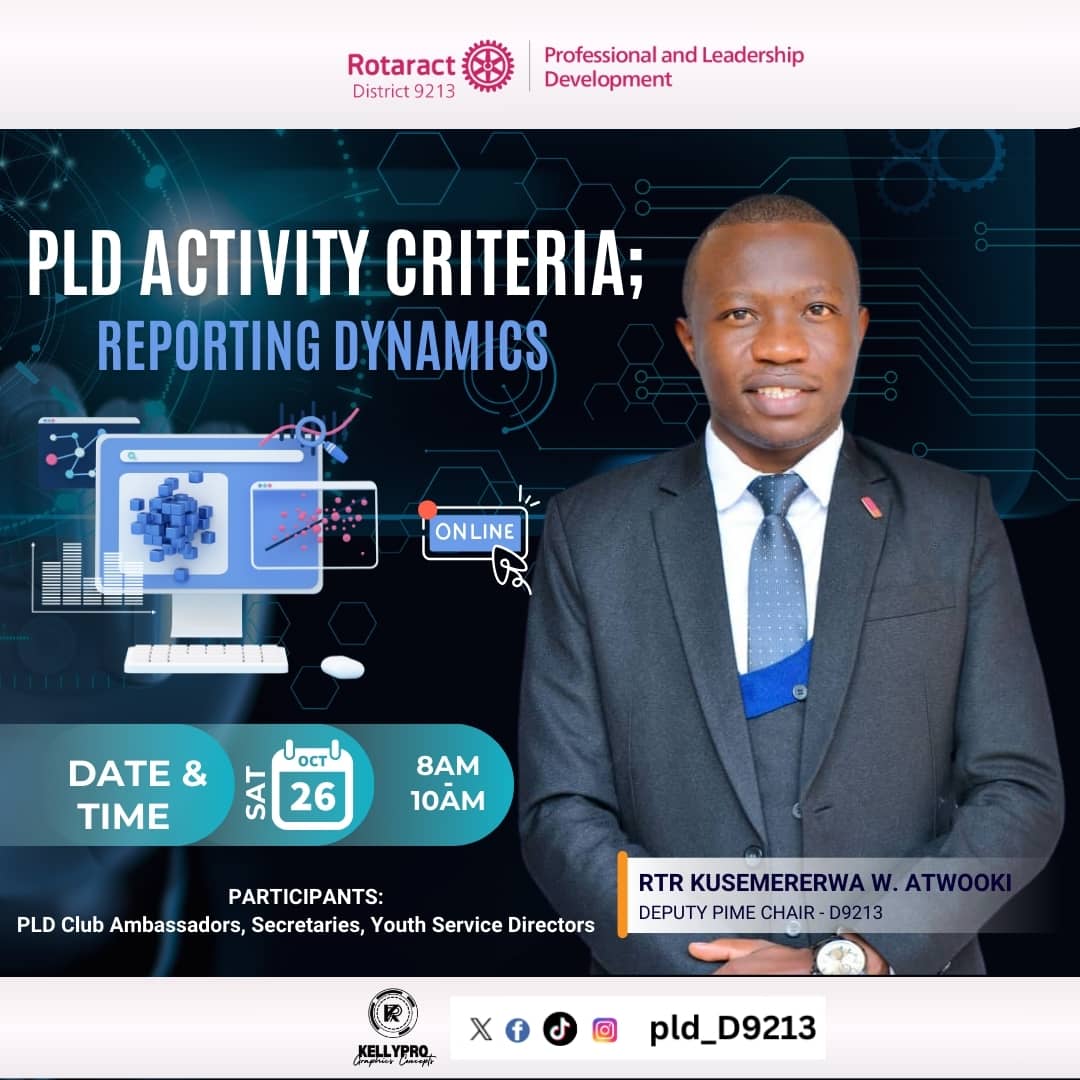 @pld_D9213 (@pld_d9213) on Twitter photo Join us tomorrow as we host our deputy PIME <a href="/atwookientale/">Kusemererwa William Atwooki Entale 💪💪💪</a>
As he expounds more about the PLD activity criteria reporting dynamics.
<a href="/AmiaFlavia13921/">Amia Flavia</a> <a href="/RotaractD9213/">Rotaract District 9213</a> <a href="/rotaryd9213/">Rotary District 9213</a> Join us tomorrow as we host our deputy PIME <a href="/atwookientale/">Kusemererwa William Atwooki Entale 💪💪💪</a>
As he expounds more about the PLD activity criteria reporting dynamics.
<a href="/AmiaFlavia13921/">Amia Flavia</a> <a href="/RotaractD9213/">Rotaract District 9213</a> <a href="/rotaryd9213/">Rotary District 9213</a>