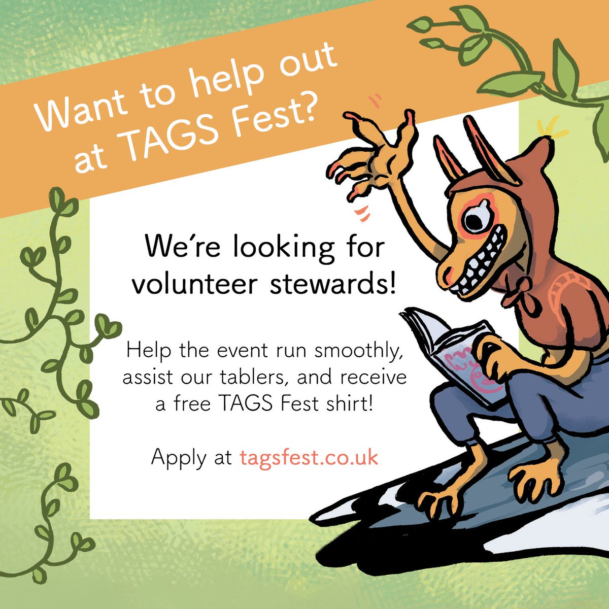 We're looking for volunteer stewards to help us run a smooth event at TAGS Fest 2024! If you'd like to help out, just fill out this application form and we'll get back to you: forms.gle/okDSWBPFPTUagC…