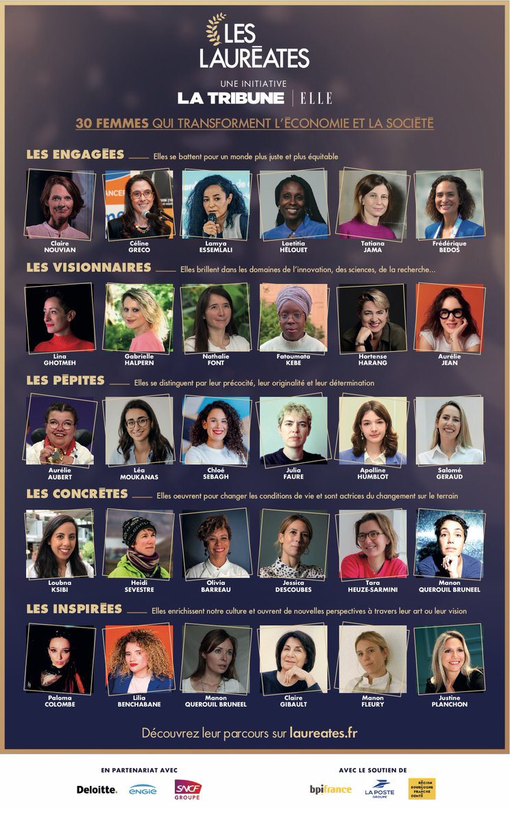 iborrasophie1's tweet image. #LesLauréates 2024 🏅🥁ta tan 
@LaTribune La @TribuneDimanche et @ELLEfrance vous présentent les 30 femmes qui transforment l’économie et la société avec un temps d’avance ! Félicitations à toutes ! ❤️🇫🇷

👉🏼Rendez-sur lauréates.fr pour les découvrir 🤘🏼