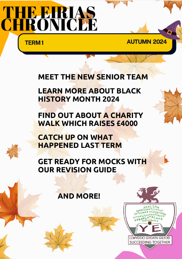 The Eirias Chronicle Autumn 2024 is out now!  Lots to read about as well as useful revision guides for the upcoming mocks and exams, made by students for students. #schoolnews #experienceeirias #succeedingtogether

eirias.co.uk/content/downlo…