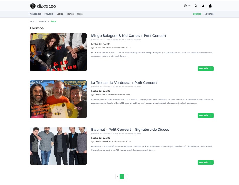 A la nostra web podeu trobar els propers Petits Concerts que tenim confirmats a Disco100 pel mes de novembre:
-8/11 <a href="/blaumut/">Blaumut</a> 
-15/11 <a href="/trescaiverdesca/">La tresca</a> 
-23/11 <a href="/mingobalaguer/">Mingo Balaguer</a> &amp; Kid Carlos

disco100.com/es/eventos