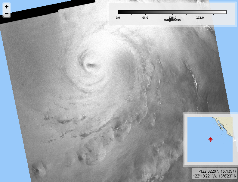 CYMS Cyclone Monitoring Service by Sentinel-1 (@cyms_s1) on Twitter photo Hurricane #Kristy, eastern Pacific. <a href="/ESA_EO/">ESA Earth Observation</a> acquisitions on 2024/10/25 on 2:17 UTC, for #2024SHOC from <a href="/CopernicusEU/">Copernicus EU</a> #Sentinel1 A. Max sustained wind velocities (left) just below 58 m/s, derived from SAR sea surface roughness (right). Hurricane #Kristy, eastern Pacific. <a href="/ESA_EO/">ESA Earth Observation</a> acquisitions on 2024/10/25 on 2:17 UTC, for #2024SHOC from <a href="/CopernicusEU/">Copernicus EU</a> #Sentinel1 A. Max sustained wind velocities (left) just below 58 m/s, derived from SAR sea surface roughness (right).