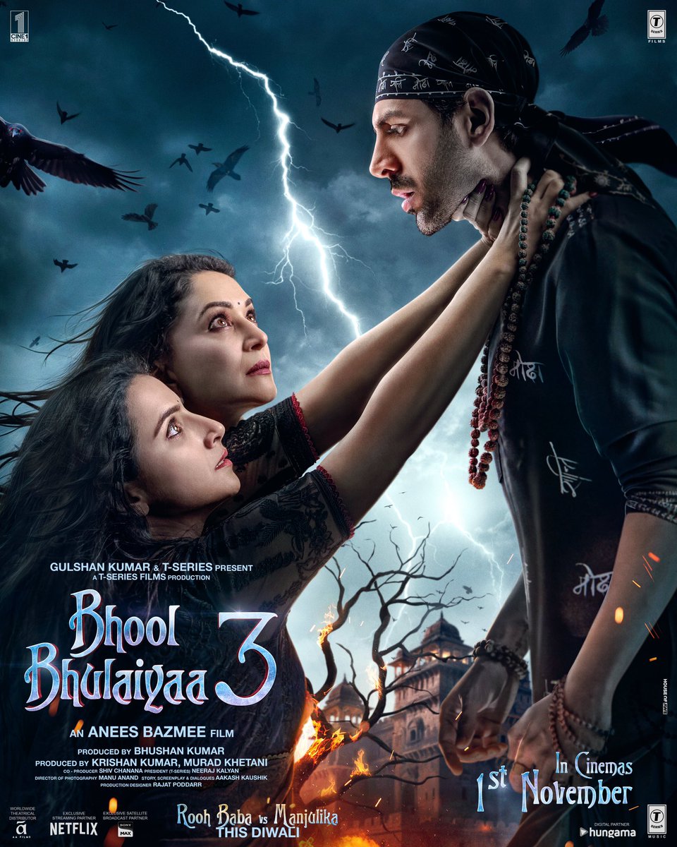 Raghuvendra Singh (@raghuvendras) on Twitter photo ROOH BABA VS MANJULIKAS 🔥
The fight gets more intense As the final countdown begins!
7 DAYS TO GO 👻 🤙
Experience the family entertainer in cinemas 1st November.
#YeDiwaliBhoolBhulaiyaaVaali #BhoolBhulaiyaa3ThisDiwali
<a href="/TheAaryanKartik/">Kartik Aaryan</a> <a href="/MadhuriDixit/">Madhuri Dixit Nene</a> <a href="/vidya_balan/">vidya balan</a> <a href="/TSeries/">T-Series</a> ROOH BABA VS MANJULIKAS 🔥
The fight gets more intense As the final countdown begins!
7 DAYS TO GO 👻 🤙
Experience the family entertainer in cinemas 1st November.
#YeDiwaliBhoolBhulaiyaaVaali #BhoolBhulaiyaa3ThisDiwali
<a href="/TheAaryanKartik/">Kartik Aaryan</a> <a href="/MadhuriDixit/">Madhuri Dixit Nene</a> <a href="/vidya_balan/">vidya balan</a> <a href="/TSeries/">T-Series</a>