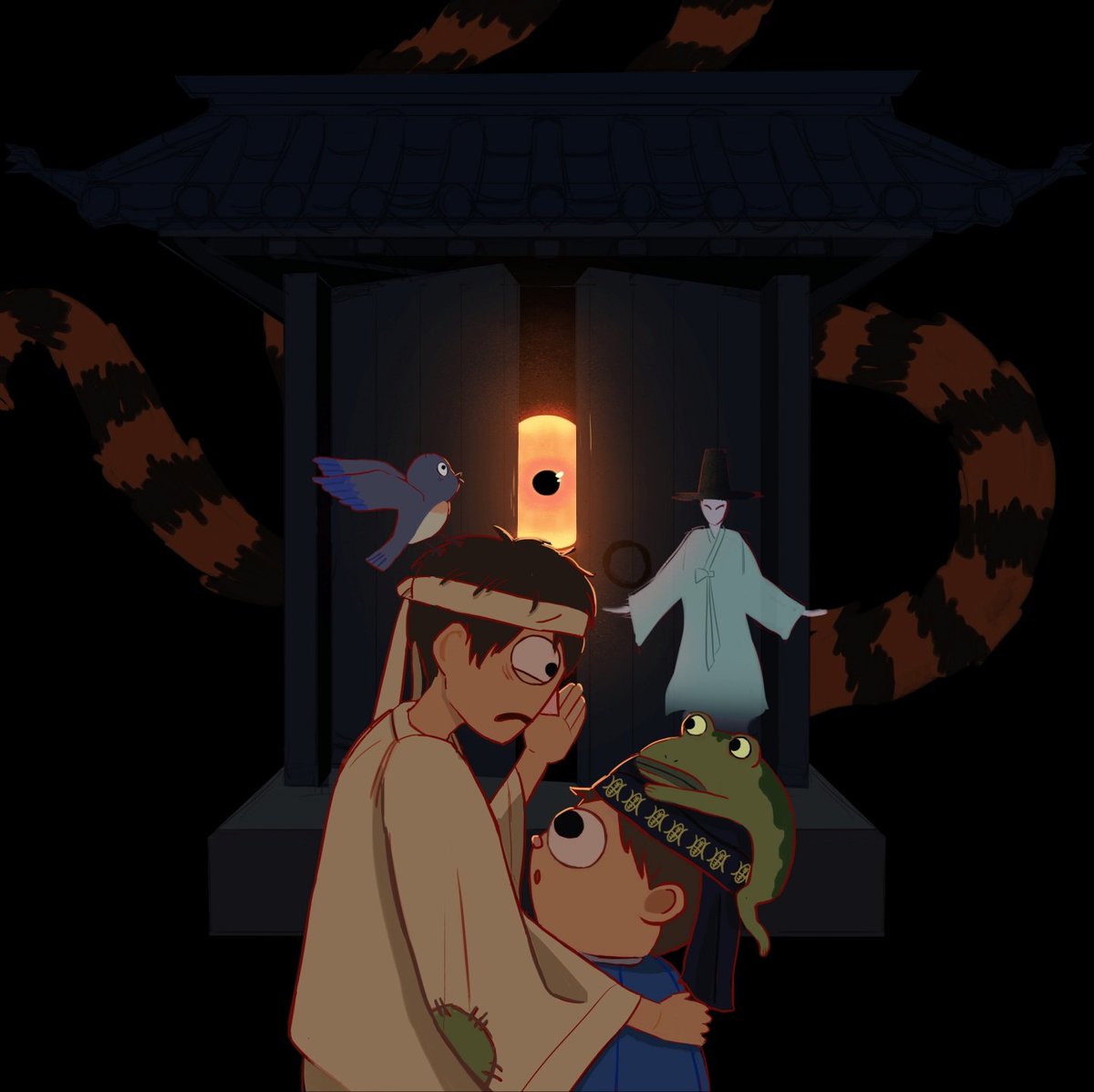 #콕카스_동양_할로윈_합작 #Overthegardenwall 애니메이션 '숨겨진 숲의 비밀'을 동양풍으로 바꿔보았습니다! 주인공 형제와 동물 친구들이 숲에서 길을...