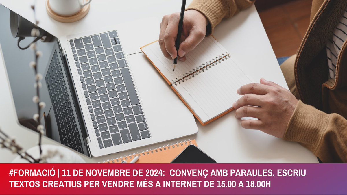 #FormacióEmpresarial
Ja us podeu inscriure a la formació "Convenç amb paraules. Escriu textos creatius per vendre més a Internet"

🗓️ 11 de novembre
🕒 de 15 a 18 hores
👩‍🏫 en línia
📝 forms.gle/rb7TejK9SqKm9w…