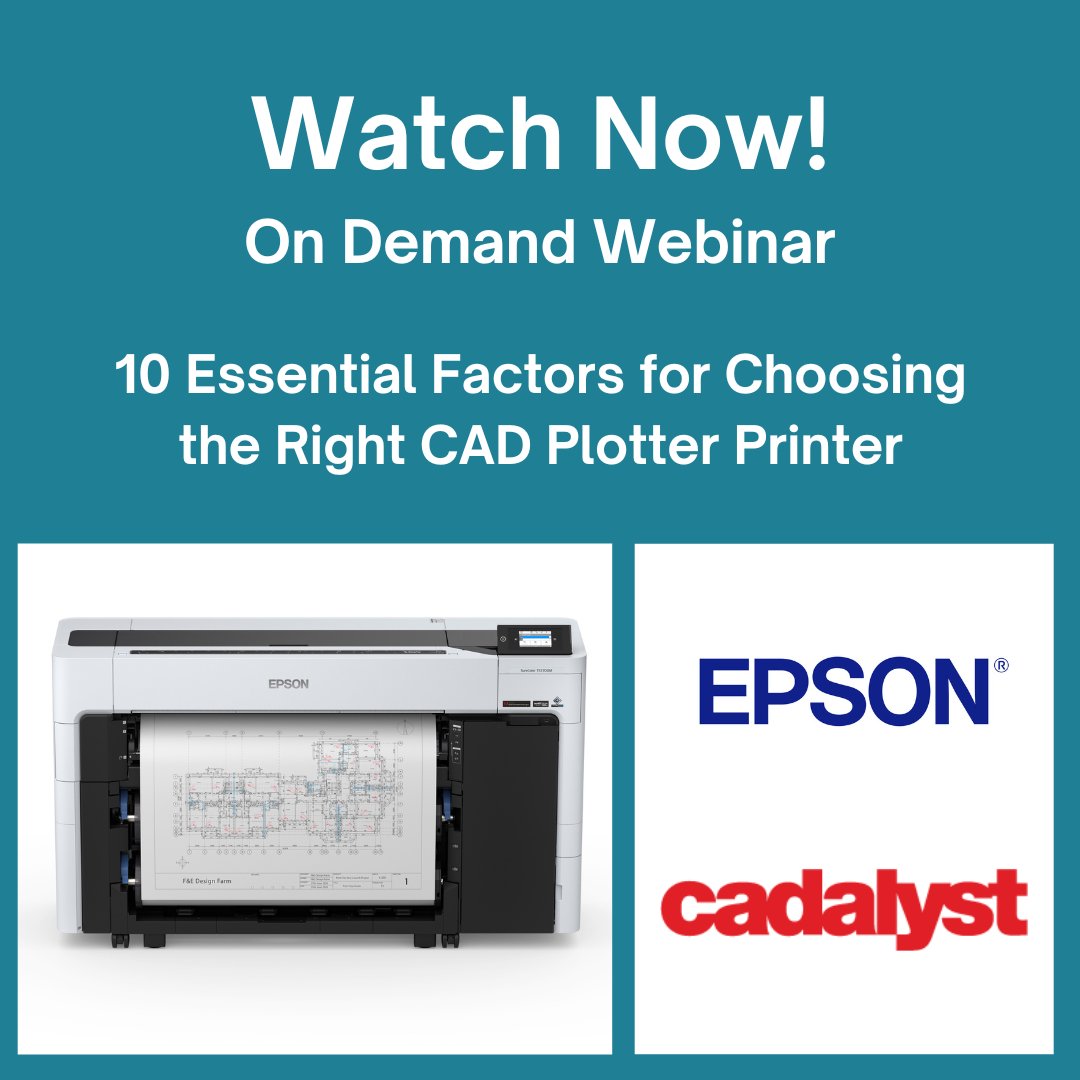 Did you miss it? Click through to watch our on-demand webinar covering the 10 Essential Factors for Choosing the Right CAD Plotter Printer!  <a href="/CadalystMag/">Cadalyst Magazine</a> #largeformatprinter #aec #plotter #caddrawings hubs.li/Q02VQdlH0