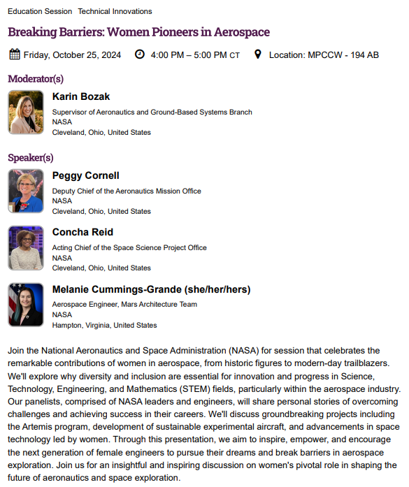 KBinCLE's tweet photo. It's  @SWEtalk #WE24 Day 2! Come join me today at 4 pm CT to hear about how @NASA Women Pioneers in Aerospace are breaking barriers! #TogetherWeRise https://t.co/JHracG5oQW