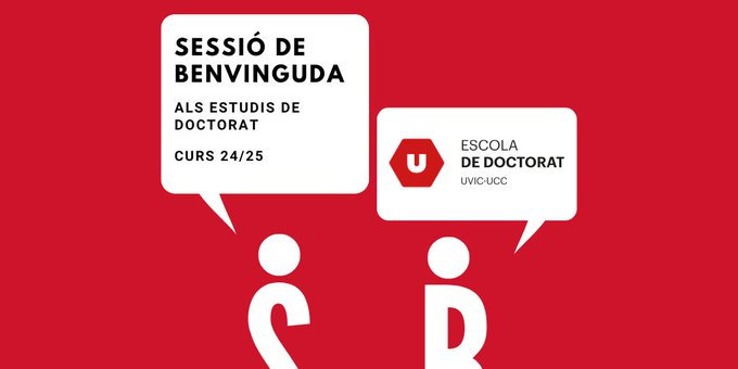 UVic_PhD's tweet photo. 📢Sessió de benvinguda dels #doctorands i #doctorandes de nou accés.
🗓️29 d'octubre 2024
🕐17h-19h
📍Sala Segimon Serrallonga - Masia Torre dels Frares / via Zoom
➡️Inscripcions: https://t.co/nXNOMRKToX https://t.co/BT39i9X0L4