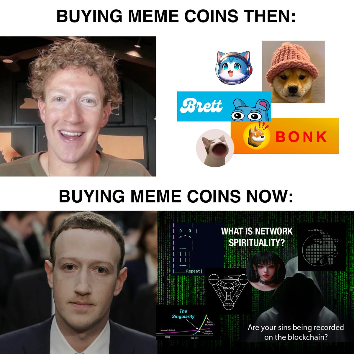 gem_insider's tweet image. meme coin meta back then:

$BONK $WIF $PEPE $MOG $BRETT $POPCAT $BOME $ANDY $WEN $MEW $SLERF $TURBO 

meme coin meta right now:

$GOAT $ACT #FARTCOIN $GNON #SHOGGOTH $FOREST $LUNA $SLOP $WMM $MEDUSA $CHILD