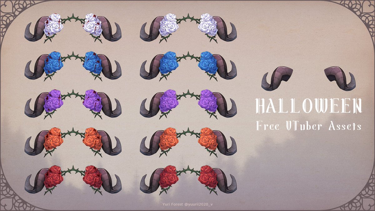 🎃【萬聖節免費素材｜Free Halloween Assets】
搗蛋的日子快到了呢，大家準備好了嗎？
過去尤里做的萬聖節飾品皆可在鹿角屋下載使用！

✦𝘽𝙊𝙊𝙏𝙃【🦌ᴀɴᴛʟᴇʀ ʜᴏᴜsᴇ｜鹿角屋】
ᴅᴏᴡɴʟᴏᴀᴅ
antlerhouse.booth.pm

#Vtuber素材 #フリー素材 #VTuberAssets #FreeVTuberAssets #Halloween