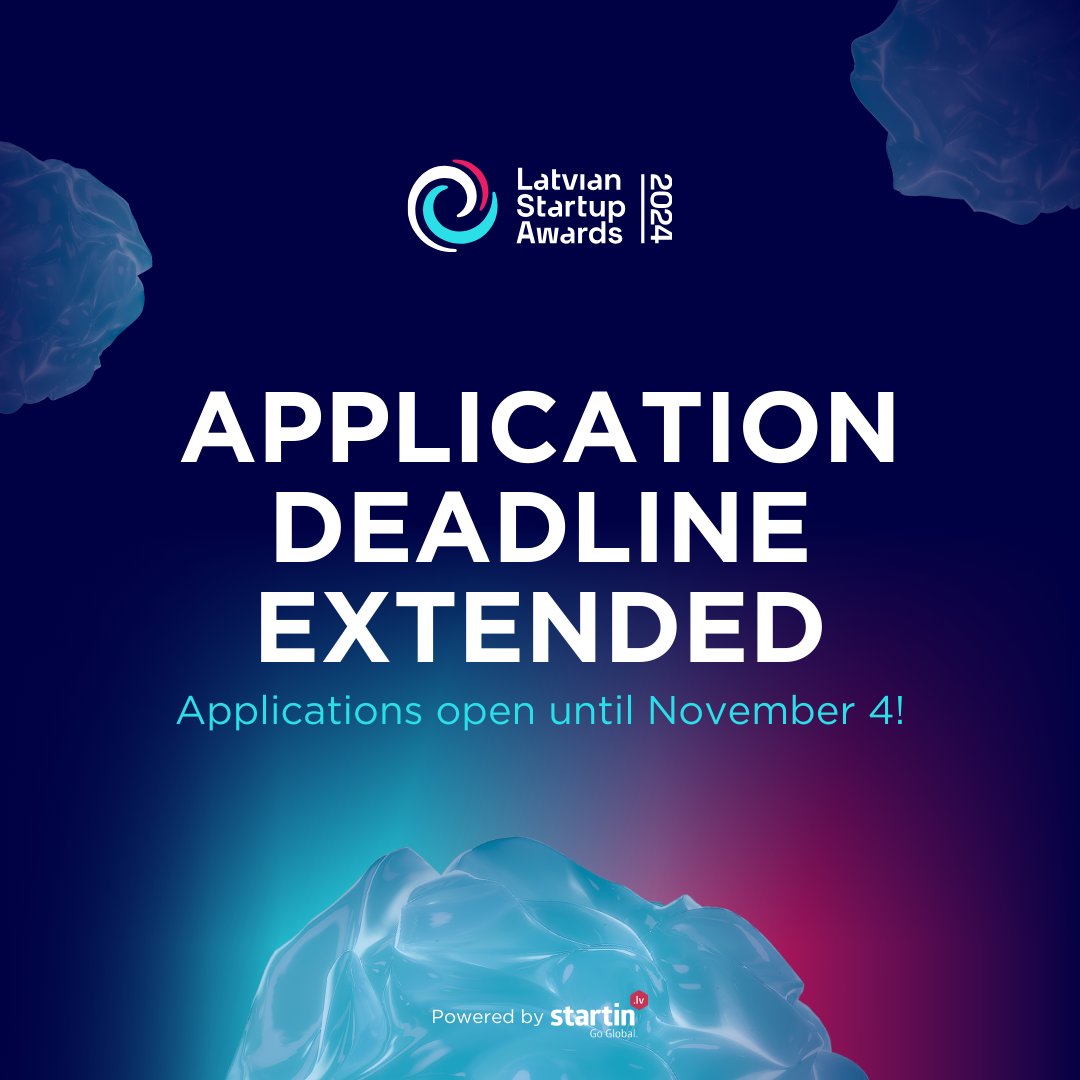 We get it - sometimes, you need a little extra time to perfect it. So, here’s our gift to you: time. The Latvian Startup Awards 2024 application date has been extended to November 4!

If you started your submission but haven’t hit “submit,” now’s your chance! 👉 Apply now: