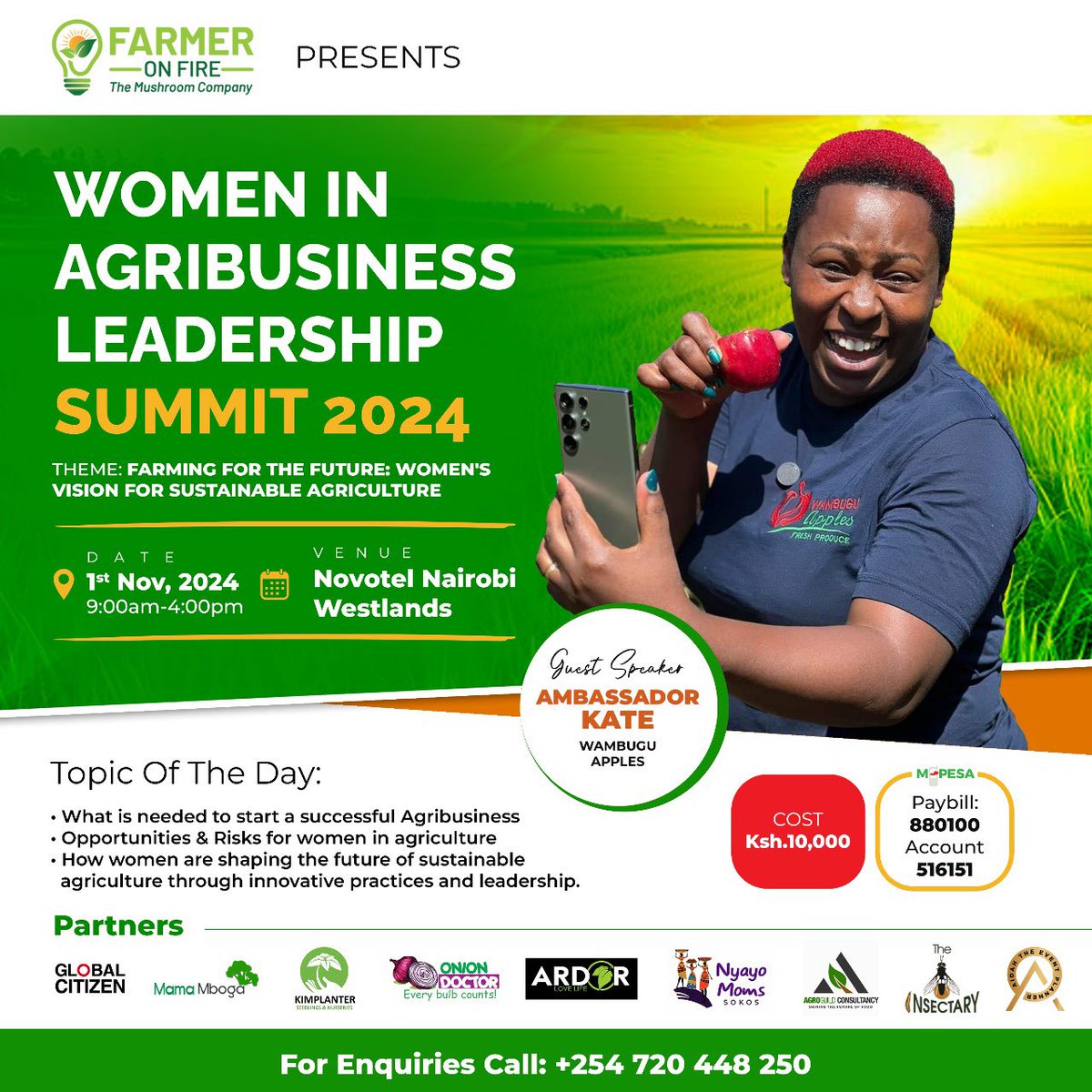 The Women in Agribusiness Leadership Summit 2024 is around the corner. Largest event of the year with international participants and delegates. 

Come learn how you will have more income in your 2025 with agriculture

Call us ￼0721 444655 or +254 720 448250