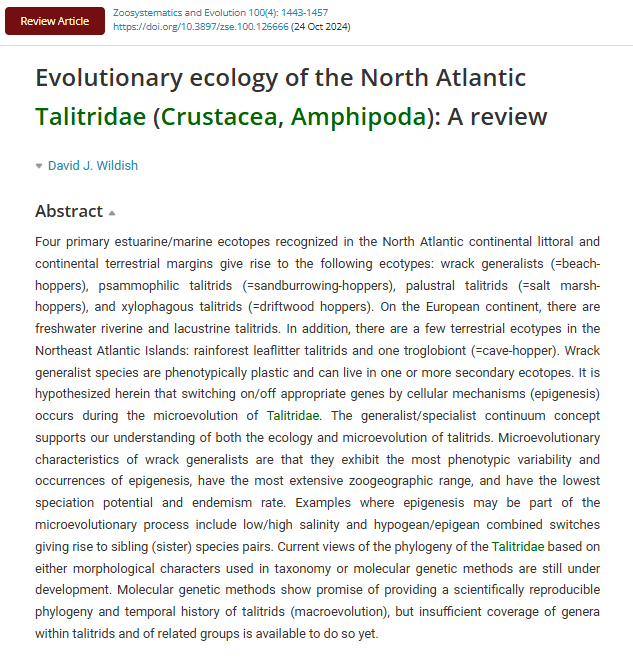 Zoosyst_Evo's tweet photo. This Review Article explores the diverse evolutionary strategies of North Atlantic #Talitridae, revealing how coastal amphipods adapt to various habitats through genetic and epigenetic mechanisms.
🔗 https://t.co/4cuquAlVTz https://t.co/CKEmjU3BsC