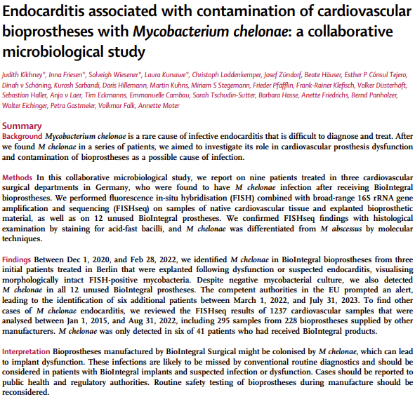 LancetMicrobe's tweet photo. New research article

#Endocarditis associated with contamination of cardiovascular bioprostheses with #Mycobacterium chelonae: a collaborative microbiological study

https://t.co/jvE3W9Pwyr

#OpenAccess #OA https://t.co/rerMloRfhj