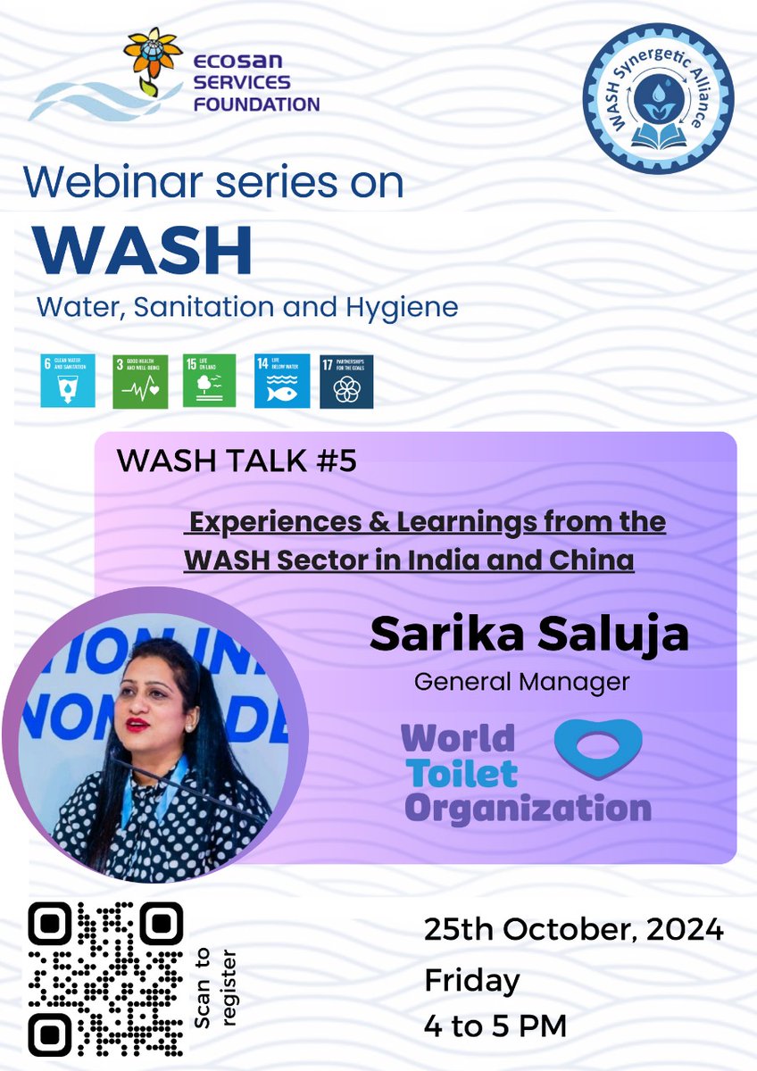Learn about key milestones like
🎯The World Toilet Summit, 
🎯the Swachh Bharat Mission,
🎯China’s Toilet Revolution 

Don’t miss this insightful discussion!
 
Date: 25th October,2024 
Time: 4 to 5 pm
Register here: forms.gle/VsipPDRW6ktrjU…
