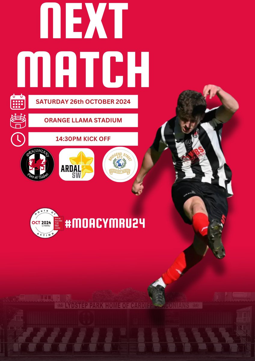 🔥 𝗖𝗙𝟭𝟰 Vs 𝗖𝗙𝟮𝟰🔥

This Saturday is 𝗟𝗼𝗰𝗮𝗹 𝗗𝗲𝗿𝗯𝘆 𝗗𝗮𝘆 as we welcome 𝐁𝐫𝐢𝐝𝐠𝐞𝐧𝐝 𝐒𝐭𝐫𝐞𝐞𝐭 to the Orange Llama Stadium. 

🆚 <a href="/BridgendSt/">Bridgend Street AFC</a>
📅 Saturday 26th Oct
🏆 <a href="/ArdalSouthern/">Ardal Southern</a>
🏟️ Orange Llama Stadium
⏰ 14:30 KO
🎟️ £5 Adult, £3 Concessions, U16s free