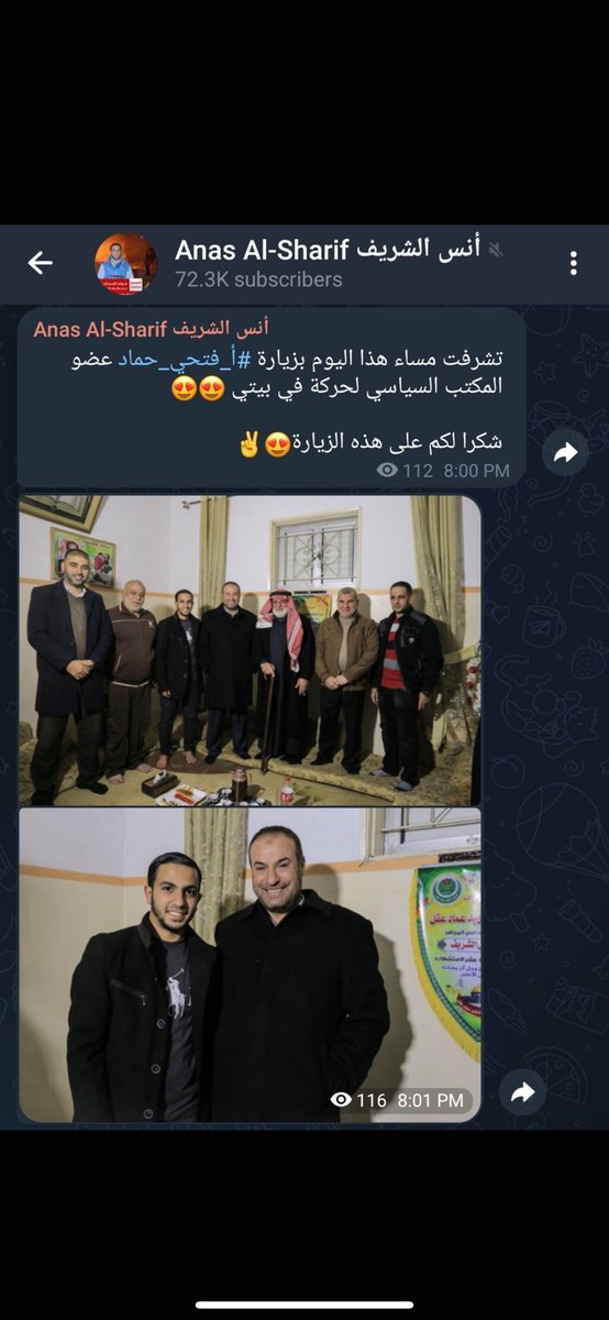 mrconfino's tweet photo. Jeg kommer aldrig til at forstå det her fænomen, med vestlige journalister, der hylder Gaza journalister som fulde af integritet, professionelle og pålidelige. 

Nagieb Khaja mener at Al Jazeera journalisten Anas Sharif dokumenterer “utallige, vigtige historier.” 

Anas er ikke bare en ekstremt upålidelig journalist der arbejder for et decideret propaganda medie - han er glødende terrorsympatisør.

D.7 Oktober var han, som utallige andre Gaza journalister, i ekstase over massakren der udfoldede sig i Israel. 

På hans Telegram kanal hyldede Anas “heltene” der myrdede og kidnappede på 9 time (se vedlagte screenshot). Han optræder stolt med højtstående Hamas folk til private arrangementer (se vedlagte screenshot), og spreder i det hele taget Hamas propaganda hver eneste dag.

Der er ikke skyggen af seriøst journalistik fra hans side. Alt er “massakre”, “folkemord” og “etnisk udrensning” - der bliver aldrig skelnet mellem medlemmer af terrorgrupper eller civile når han dækker et angreb. Alle er “martyrer”.

Jeg har endnu ikke set ham lave noget kritisk journalistik om Hamas og de andre terrorgrupper der bruger skoler, hospitaler og moskeer som militære baser (hvis jeg tager fejl, så send endelig links). 

At Anas befinder sig i en horribel situation i Gaza er der ingen der bestrider. At hans personlige omkostninger er enorme, heller ej. Og han er selvfølgelig ikke et legitimt mål for Israel, med mindre de kan bevise at han opererer for Hamas. 

At han er skingrende terror og Hamas sympatisør er der til gengæld heller ingen tvivl om. Alle beviser er tilgængelige på hans sociale medier. Han skjuler det på ingen måder. 

Jeg vender tilbage til samme sprøgsmål jeg har stillet i månedsvis; hvornår fjernede journaliststanden barren for hvad der kan regnes som god journalistik ? Hvornår blev åbenlyse terrorsympatisører med en pressevest til sandhedsvidner ? Dem der dagligt spreder fake news uden at blinke? 

Vi andre skal konstant holde tungen lige i munden, og bliver holdt til høje standarder. Med rette. Men hvis jeg i morgen gik ud og fejrede en massakre på civile palæstinsenere var min karriere færdig indenfor den næste time. Jeg ville aldrig få et arbejde igen i medieverdenen. 

Gaza journalister slipper afsted med det hver eneste dag, samtidig med de bliver hyldet som de mest fantastiske journalister. 

Det kunne ikke være mere virkelighedsfjernt, og jeg synes oprigtig vi skylder den næste generation af journalister at stoppe den heltedyrkelse af Gaza journalister, der åbenlyst støtter terror og spreder misinformation.