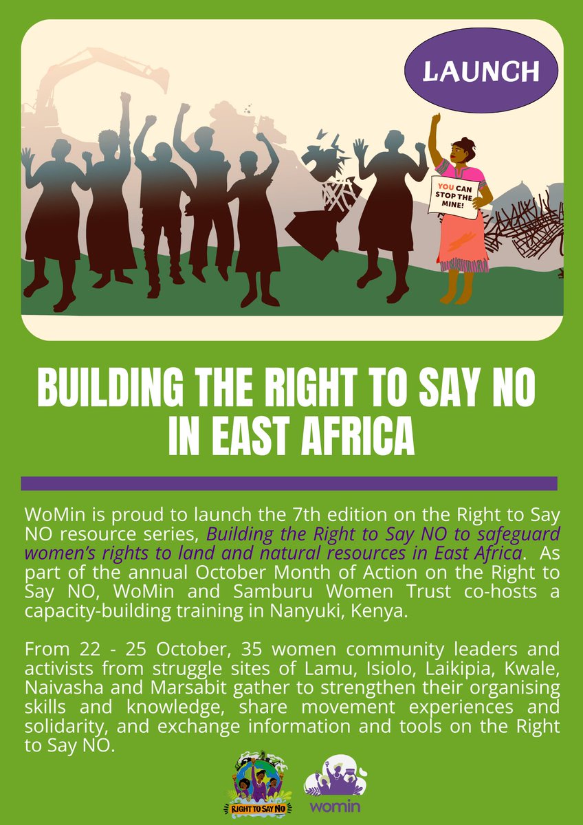 WoMin_Africa's tweet photo. 📢 We're thrilled to share a new resource 🎉

✊🏾 Building the Right to Say NO to safeguard women’s rights to land and natural resources in East Africa! 

🌍 Find out more and download 👉🏾
https://t.co/K9iIKI2mCz

#Right2SayNO #FPIC #LandSovereignty #StopEACOP #COP29 #Consent https://t.co/q40iCzChUK