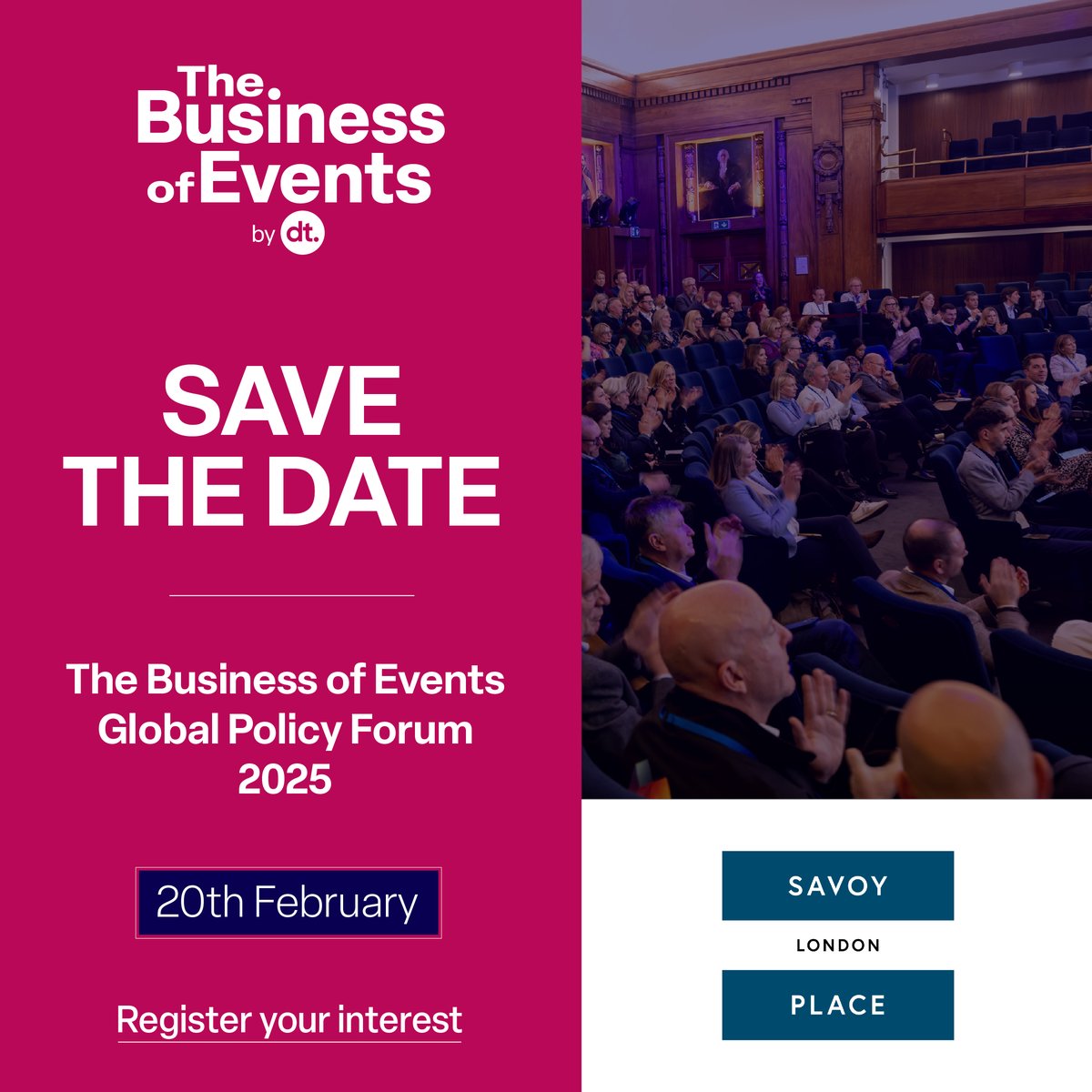 Save the Date: The Business of Events Global Policy Forum 2025 

Join us on 20th Feb 2025 at IET London: Savoy Place for a global gathering of industry leaders &amp; policymakers. 

Register your interest here: the-business-of-events.com/events/

#eventindustry #TBOE25 #IETLondon