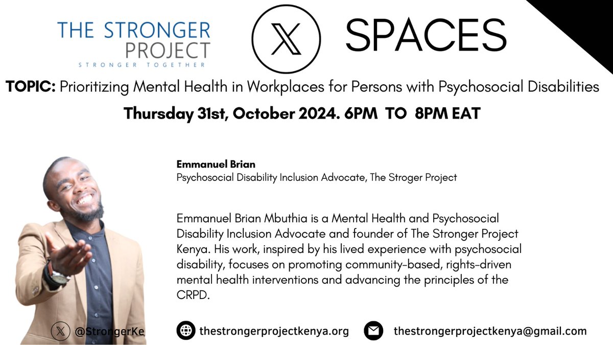 Set a reminder for my upcoming Space! 
Here's the official line-up. 
x.com/i/spaces/1ypKd…
📢 Join Us for an Important Conversation on Mental Health in Workplaces! 🧠
#MentalHealth #PsychosocialDisability #WorkplaceInclusion #CRPD #Advocacy #MentalHealthMatters