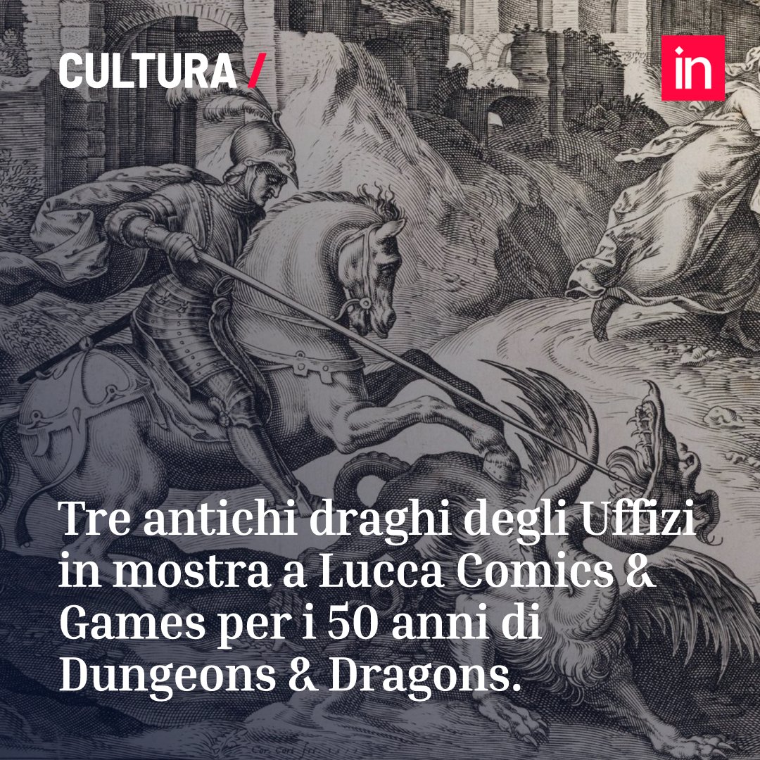 intoscana's tweet image. Dal 26 ottobre al 3 novembre la Chiese dei Servi a Lucca ospiterà una mostra che celebra i 50 anni del più famoso gioco fantasy, Dungeons & Dragons. Tra le opere esposte ci saranno tre incisioni degli Uffizi bit.ly/LCGdraghiuffiz…