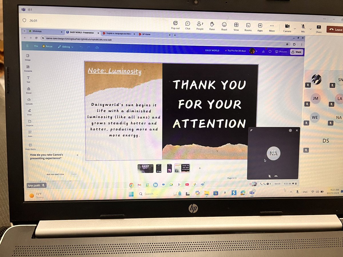 daniasaadmakhh1's tweet photo. Diving into Daisyworld with IB1 today! ๐ผ A fascinating journey into feedback loops and planetary self-regulation. Students are connecting the dots between theory and real-world climate dynamicsโseeing science in action! ๐ #IBESS #Daisyworld @Hhhsinfo @ea_rania @NaghamAbouAli2 https://t.co/OPZs7yguUq