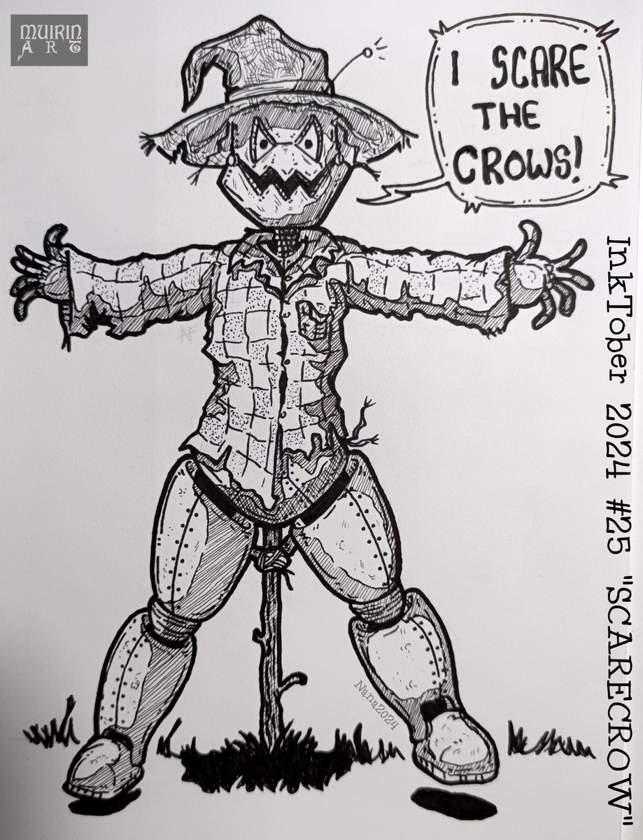 NanaHonkonen's tweet image. #Inktober2024 #25 &quot;SCARECROW&quot;
#PigmaMicrons on #sketchbook
#scarecrow #inktoberscarecrow #robots #muirinartinktober2024 #muirinartrobots #drawingchallenge #drawing #draw #art #illustrations #inktober #finland #suomitaide #suomi #taide #inktoberfinland @inktober @drawmearobot