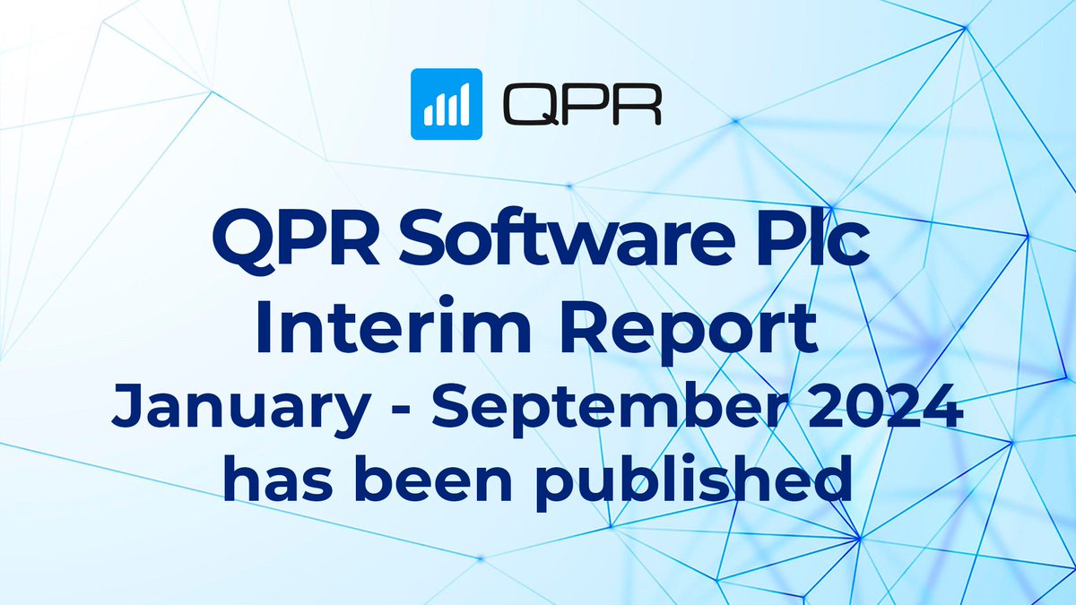 📈We are pleased to announce that our Interim Report for January-September has been published today! 📈

🔗 Read the full interim report here: hubs.la/Q02VPN9d0

#QPRSoftware #InterimReport h#BusinessUpdate #FinancialReporting #Nasdaq