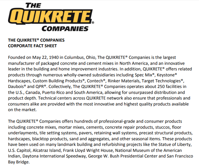 AInversorQC's tweet photo. 🇺🇲| #QUIKRETE EN NEGOCIACIONES CON $SUM*
QUIKRETE tiene mas de 5000 empleados, mas de 250 productos que son ofertados en diferentes paises de America en donde destaca EEUU dado su tamaño de demanda
*El 31% de $SUM pertenece a #CEMARGOS https://t.co/22ONajd7MU