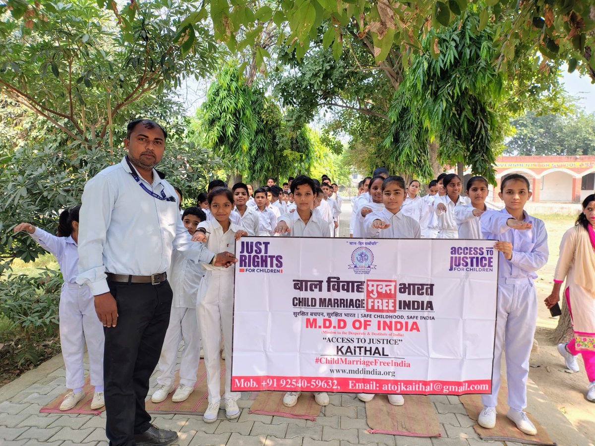 child_haryana's tweet photo. "Child marriage isn't just a cultural issue; it's a global crisis that needs urgent action."
A noble step of MDD OF INDIA (KAITHAL) to stop this crisis.
#UnitedAgainstChildMarriage #BalVivahSeAzadi #betibachaobetipadhao #kscfindia #Awareness https://t.co/HJzlhBSwUb