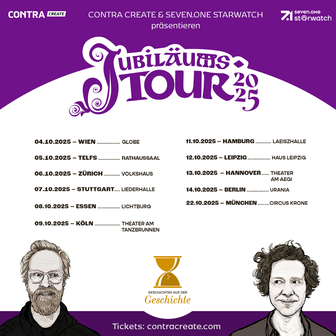 GeschichteFM's tweet photo. Liebe Leute, es ist so weit!

Heute ab 16 Uhr startet der Ticketverkauf für unsere Jubiläumstour.

Wir freuen uns schon darauf, mit euch nächstes Jahr unser zehnjähriges Bestehen zu feiern!

https://t.co/6fUfJckEZA https://t.co/C3BsyzP2qE