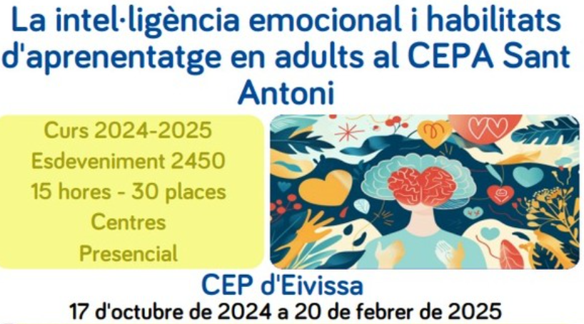 cepeivissa's tweet photo. Formació en el CEPA de Sant Antoni sobre intel·ligència emocional i habilitats d'aprenentatge en adults. https://t.co/9WO3Be77Yb