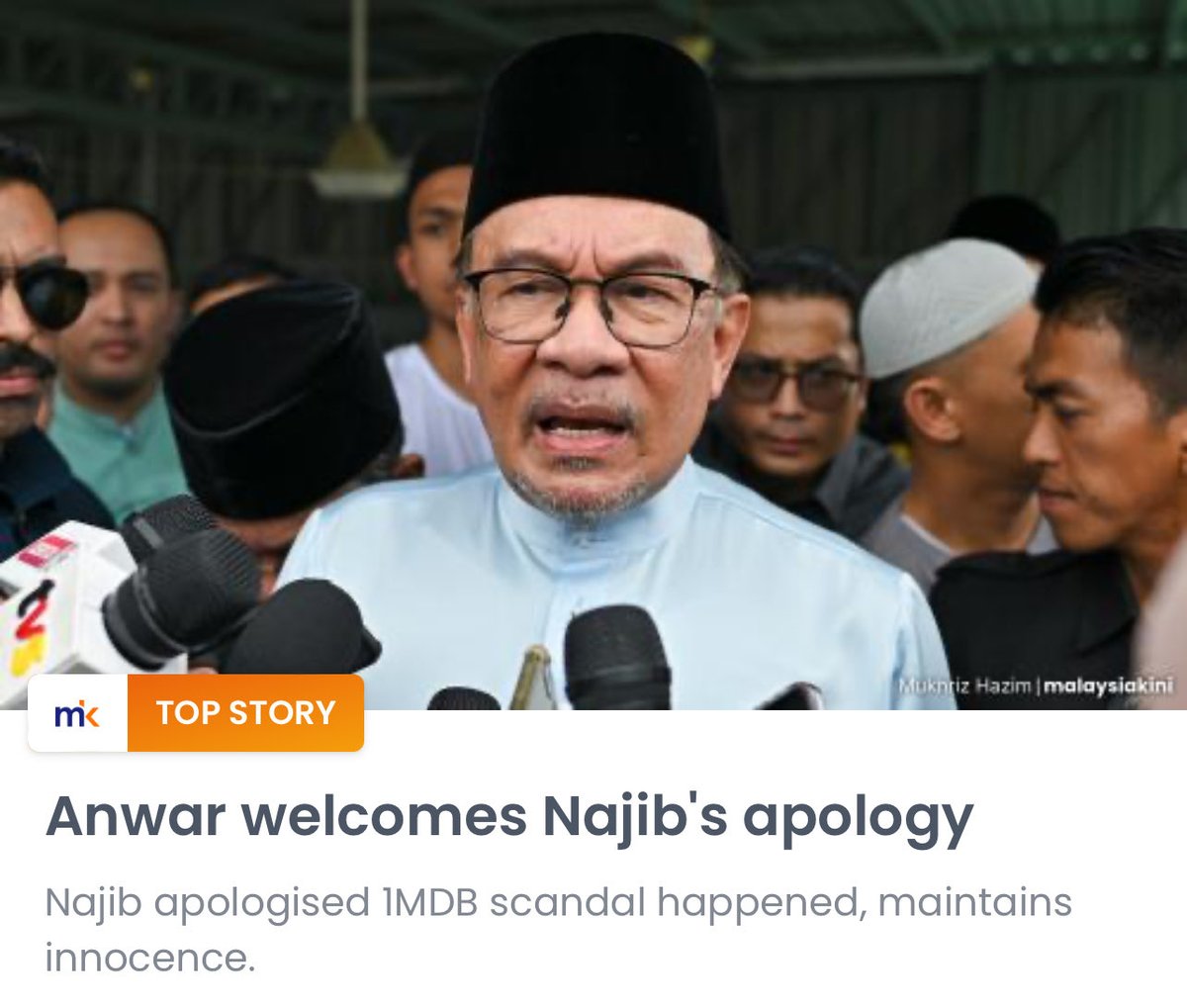 PM has no business and no authority 2 accept such an apology. Not his job. Since Najib maintains innocence, Anwar’s acceptance condones d crime. It emboldens d corrupt, makes a mockery of the courts, undermines the MACC. Is this the prelude to releasing Najib on house arrest?