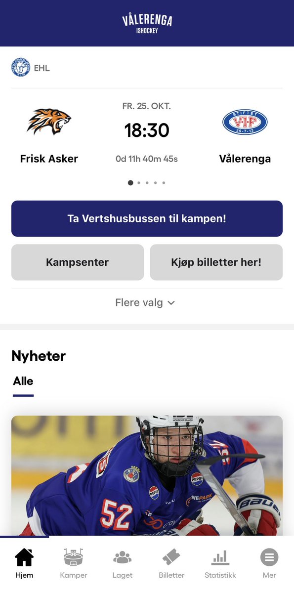 KAMPDAG! Visste du at du kan melde deg på busstur og kjøpe kampbillett via Vålerenga Ishockey-appen?📲

PS: husk å sjekke at du går på riktig buss utafor Vertshuset da det også går buss til Nadderud i kveld.