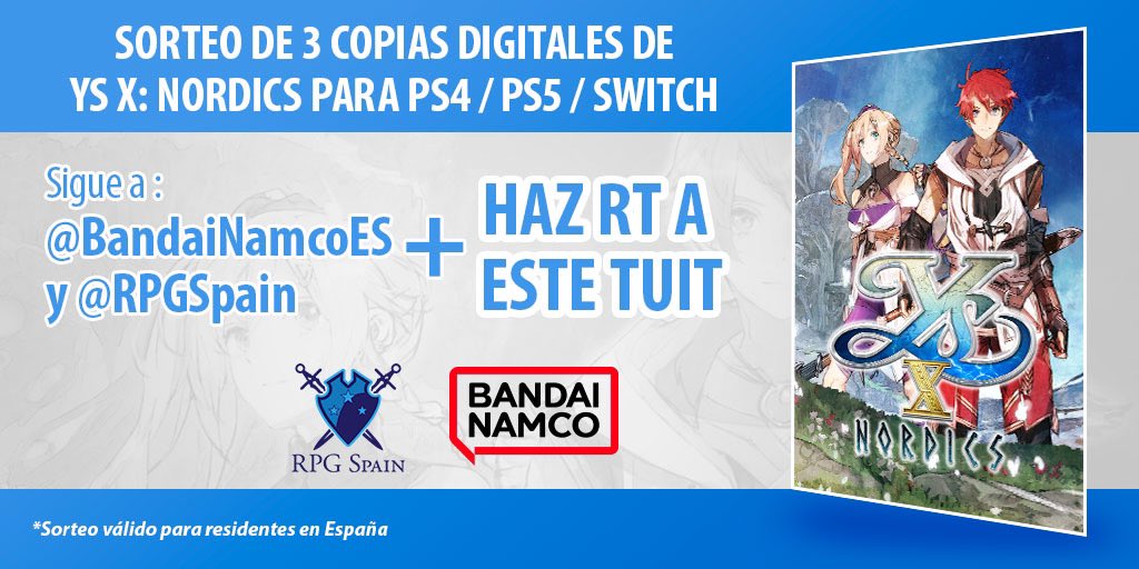 RpgSpain's tweet image. 🎉¡NUEVO SORTEO! 🎉

Ys X: Nordics nos ha encantado y en nuestro empeño en que todos le deis una oportunidad, os traemos este sorteo gracias a @BandaiNamcoES en el que podéis ganar una clave para la consola que queráis 😍

➡️ Sigue a @BandaiNamcoES y @RpgSpain 
🔂RT 

¡Suerte! 🍀