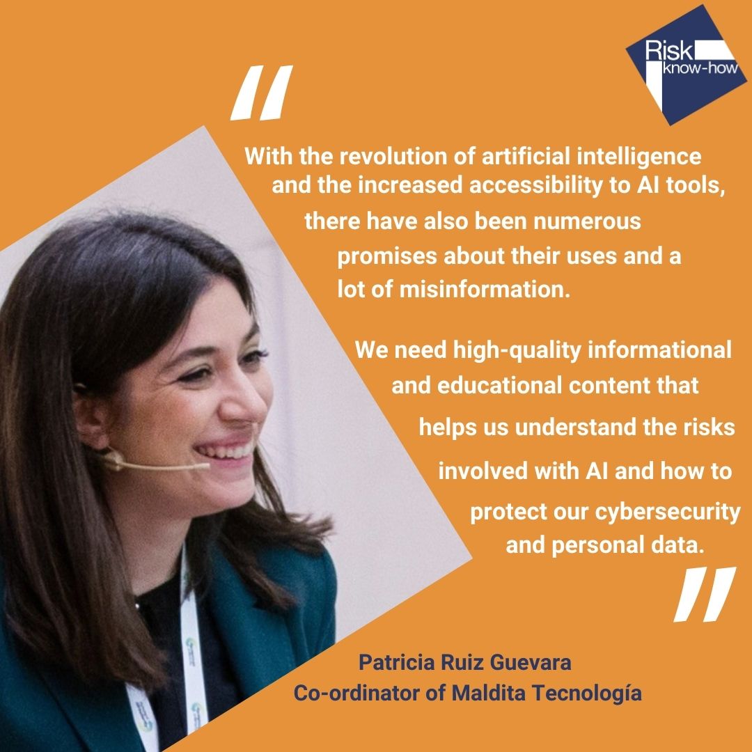 Riskknowhow's tweet image. Hear from @Patriciaenverde on why its important to understand the risks involved with AI and why we should protect our personal data.

👀 Watch this space for a new video series with @maldita on AI and how to minimise your risks! @ipur_nus and @LR_Foundation #RiskKnowHow
