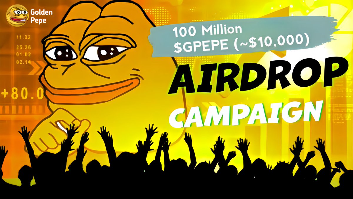 AirdropBrotherX's tweet photo. 🪂 Golden Pepe #Airdrop

🏆 Reward: 40,000 $GPEPE (~$4) each for 2,000 Random Winner

👨‍👨‍👧‍👧 Referral: 20 Million $GPEPE (~$2,000) For Top 100 Referral 

🔗 Airdrop Link: https://t.co/WL27Ad2pqu

⌛ End Date: 9th November, 2024
🏦 Distribution: 11th November, 2024

🔘 Do the Complete All tasks on the Bot & submit your data

#Airdrop #Airdrops #GoldenPepe #Pepe $PEPE #Crypto #CryptoNews