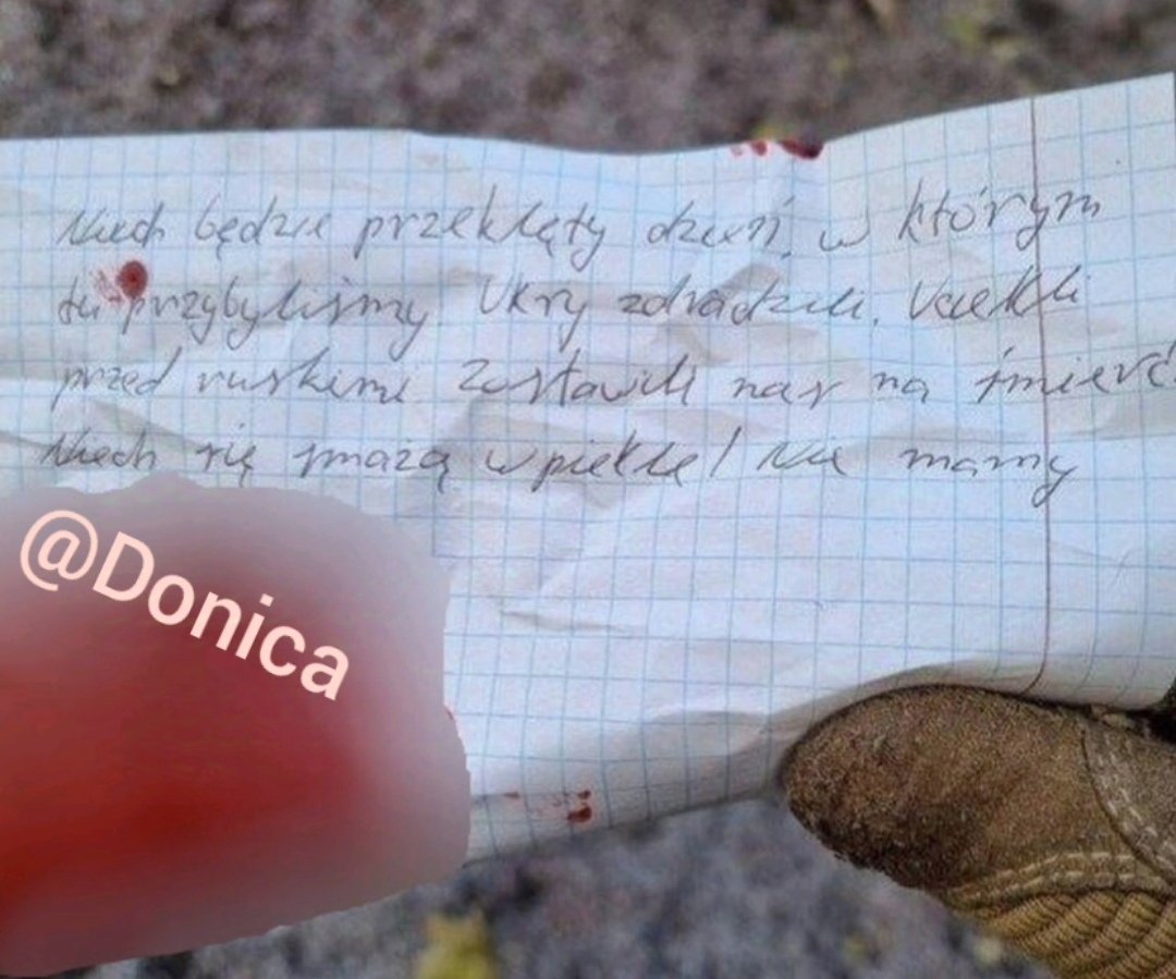 DonicaKrystian's tweet photo. ⚡🚨🇵🇱🇷🇺🇺🇦Szturmowcy rosyjscy znaleźli list pożegnalny zabitego polskiego🇵🇱najemnika,który przybył walczyć za reżim ukrainy 

„Niech będzie przeklęty dzień,w którym tu przybyliśmy.Ukry zdradzili.Uciekli przed ruskimi.Zostawili nas na śmierć.Niech się smażą w piekle. Nie mamy ...” https://t.co/IJdXOlsKWA
